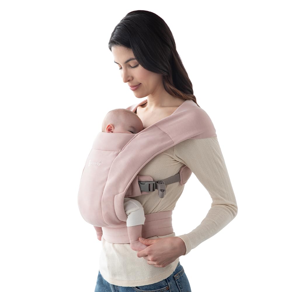 Ergobaby Embrace Baby Carrier Newborn to Toddler – Lightweight Ergonomic Baby Carriers – Cozy Essentials (7-25 Pounds), Ponte Knit, Blush Pink