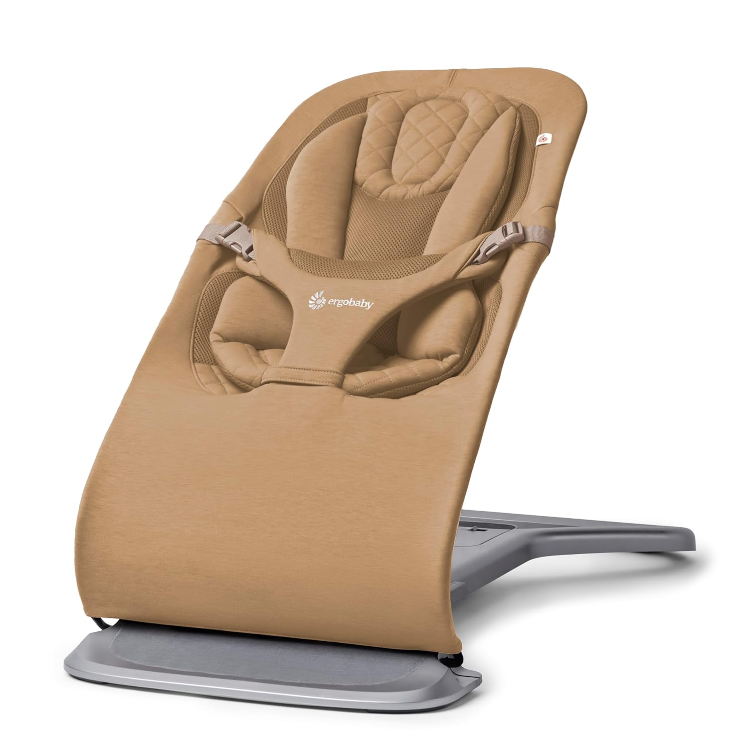 Ergobaby Evolve 3-in-1 Baby Bouncer Seat, Adjustable Multi-Position Infant Bouncer and Toddler Chair, Soft Knit and Breathable Mesh Fabric – Camel