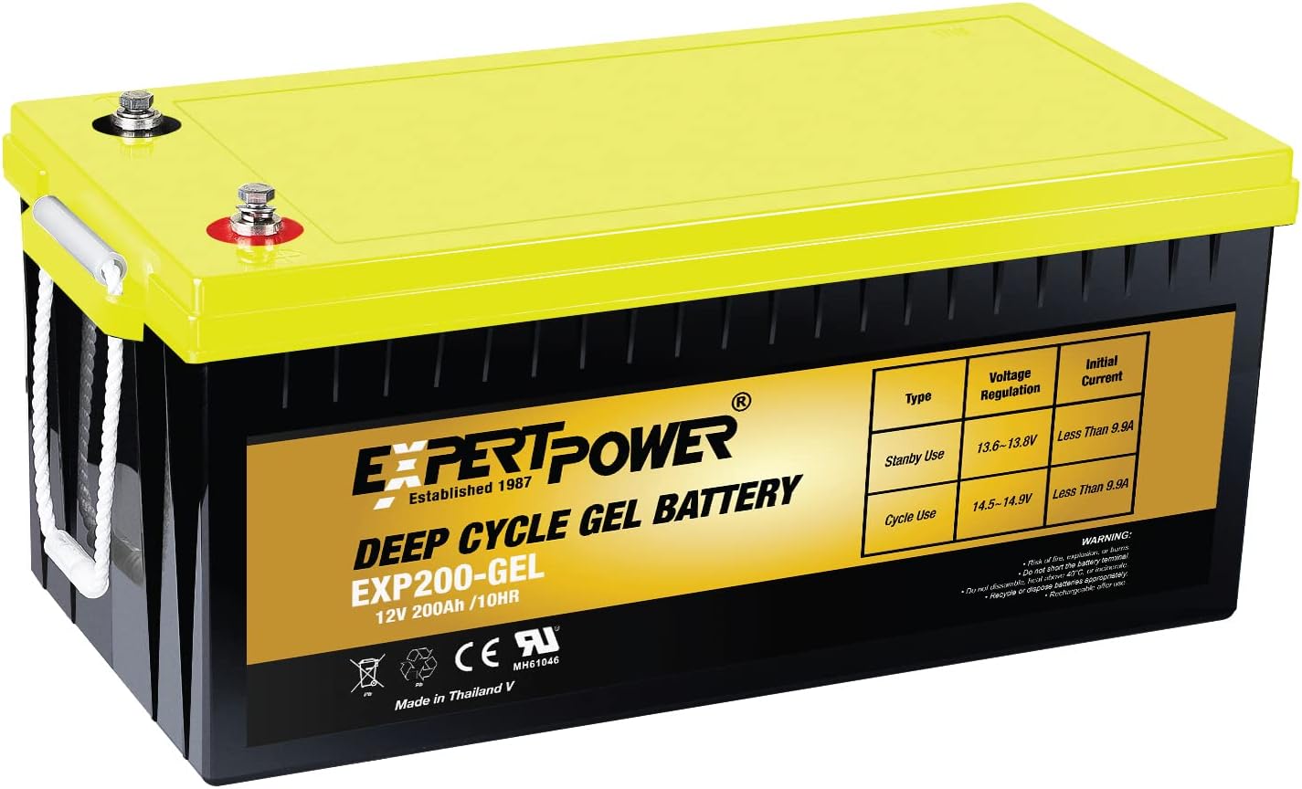ExpertPower 12V 200AH Gel Deep Cycle Battery for Solar, UPS, Wheelchair, Trolling Motor, Non-Spillable