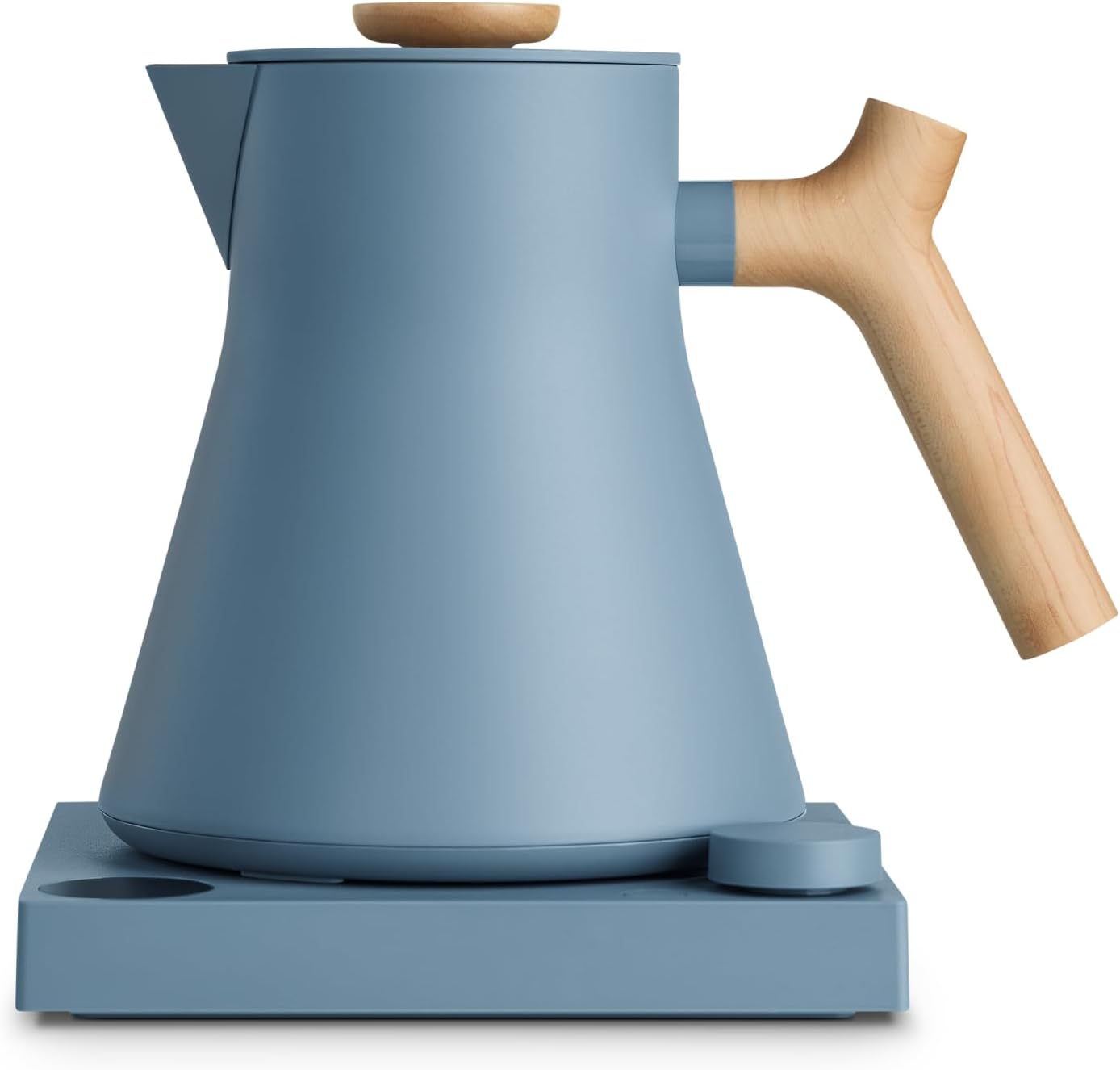 Fellow Corvo EKG Pro Electric Tea Kettle – Quick Heating, Scheduling, Built-in Brew Timer – Hazy Blue with Maple Handle + Lid Pull – 0.9 Liter