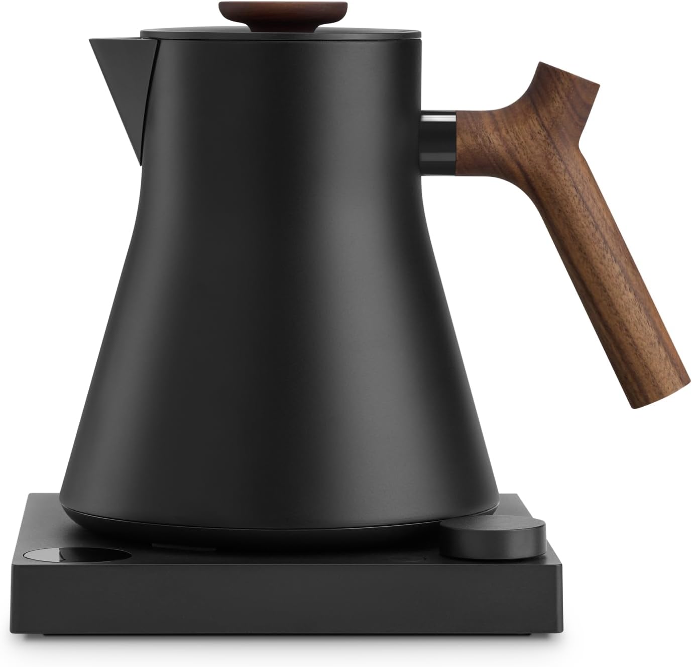 Fellow Corvo EKG Pro Electric Tea Kettle – Quick Heating, Scheduling, Built-in Brew Timer – Matte Black with Walnut Handle – 0.9 Liter