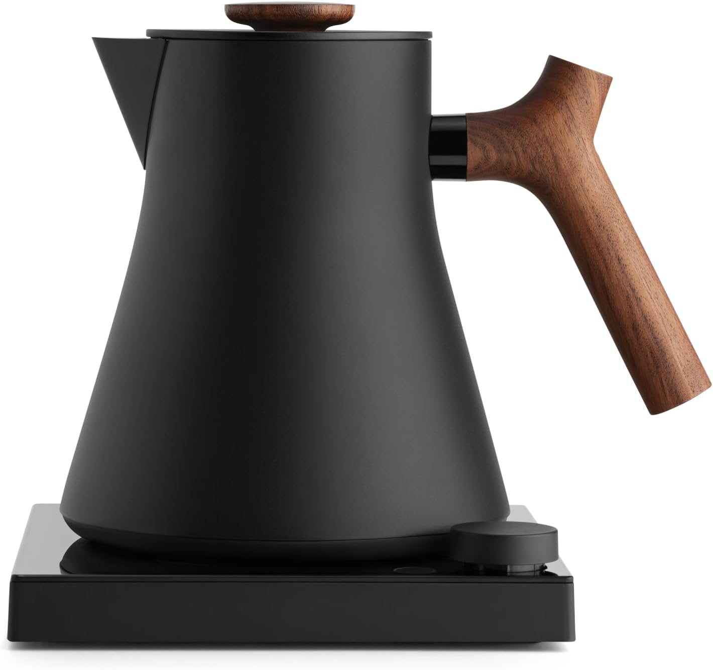 Fellow Corvo EKG Pro Studio Edition Electric Tea Kettle – Quick Heating, Scheduling, Built-in Brew Timer – Matte Black with Walnut Handle – 0.9 Liter