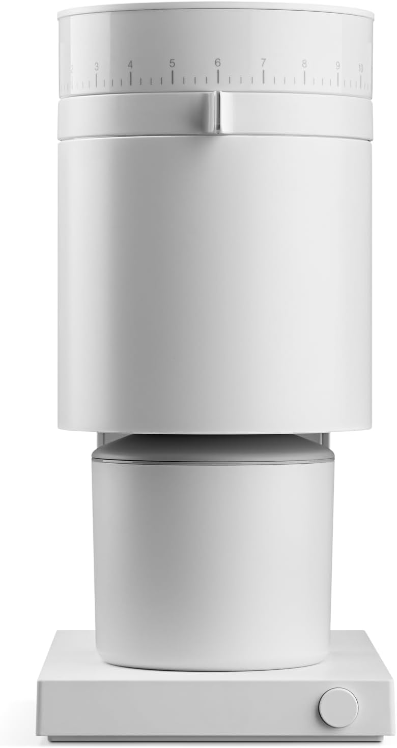 Fellow Opus Conical Burr Coffee Grinder – Espresso Grinder with 41 Settings for Espresso, Drip, French Press, & Cold Brew – Matte White