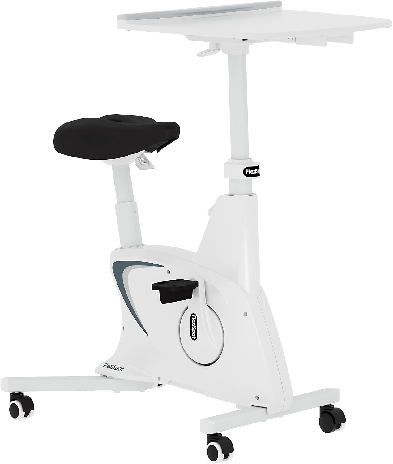 FLEXISPOT V9-Pro-AR White Desk Exercise Bike, Space-Saving Under Desk Cycle w/Removable Desktop & 300LBS Capacity