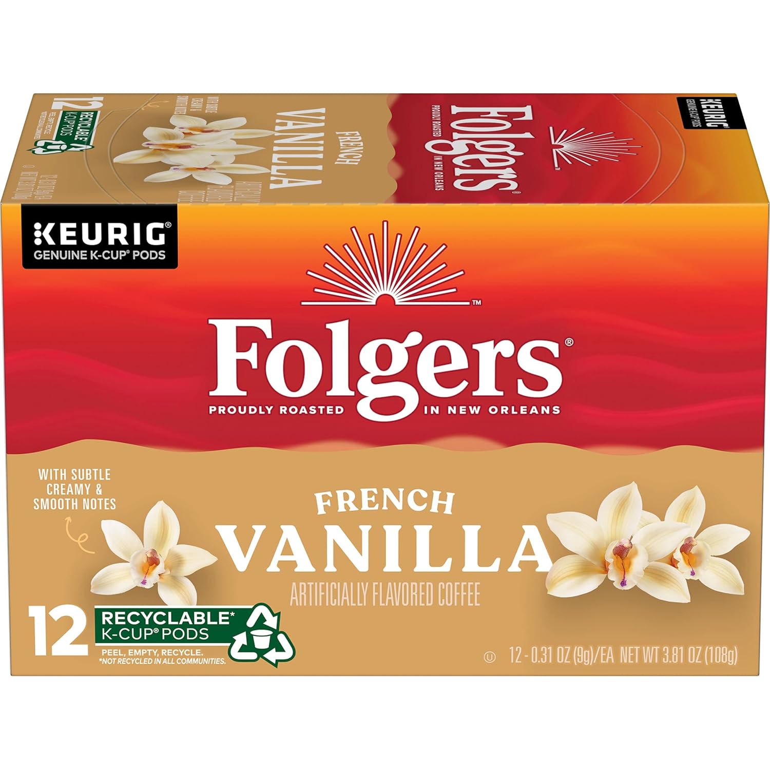Folgers Vanilla Biscotti Flavored Coffee, 72 Keurig K-Cup Pods