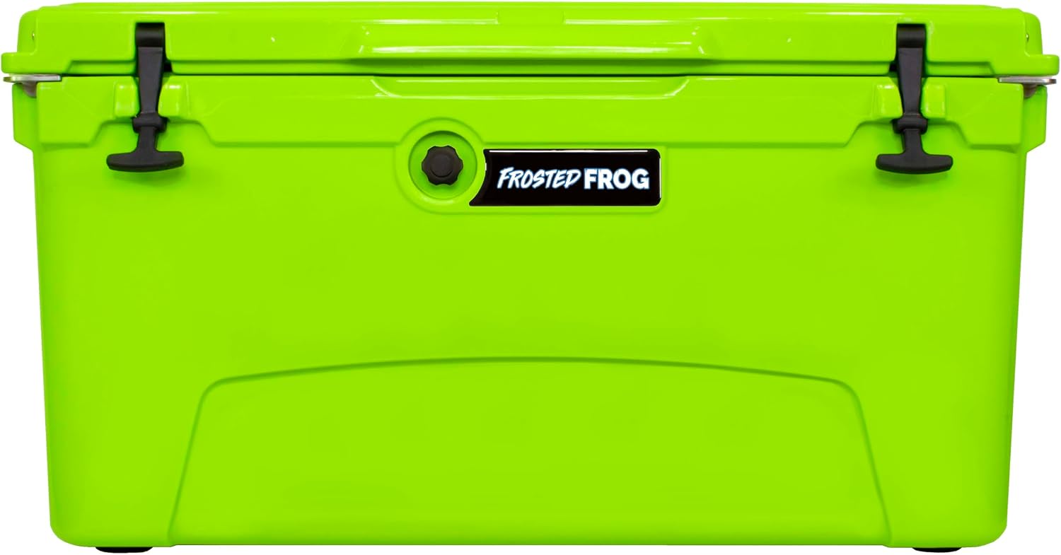 Frosted Frog 75 Quart Ice Chest Heavy Duty High Performance Roto-Molded Commercial Grade Insulated Cooler – Original Green