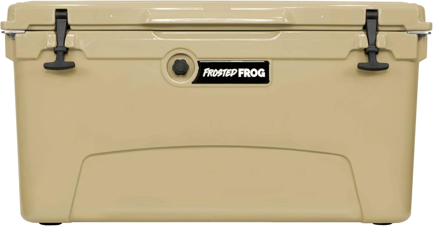 Frosted Frog 75 Quart Ice Chest Heavy Duty High Performance Roto-Molded Commercial Grade Insulated Cooler – Sand