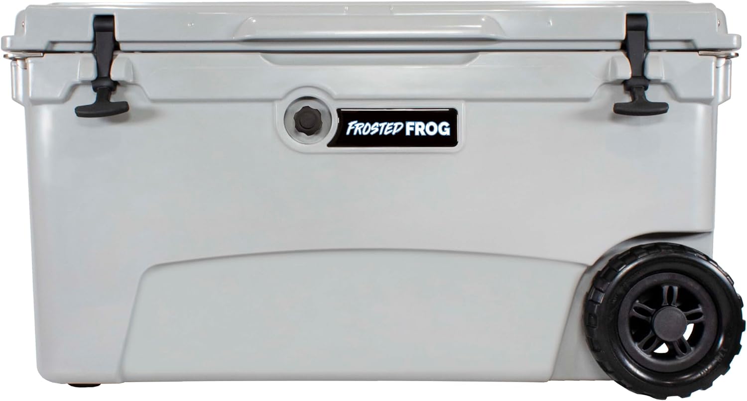 Frosted Frog Original 110 Quart Ice Chest Heavy Duty High Performance Roto-Molded Commercial Grade Insulated Cooler with Wheels – Gray
