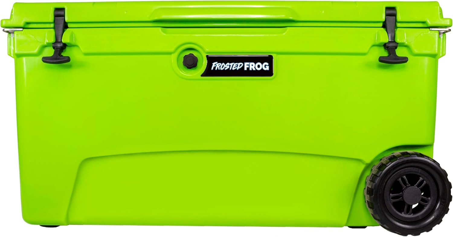 Frosted Frog Original 110 Quart Ice Chest Heavy Duty High Performance Roto-Molded Commercial Grade Insulated Cooler with Wheels – Original Green