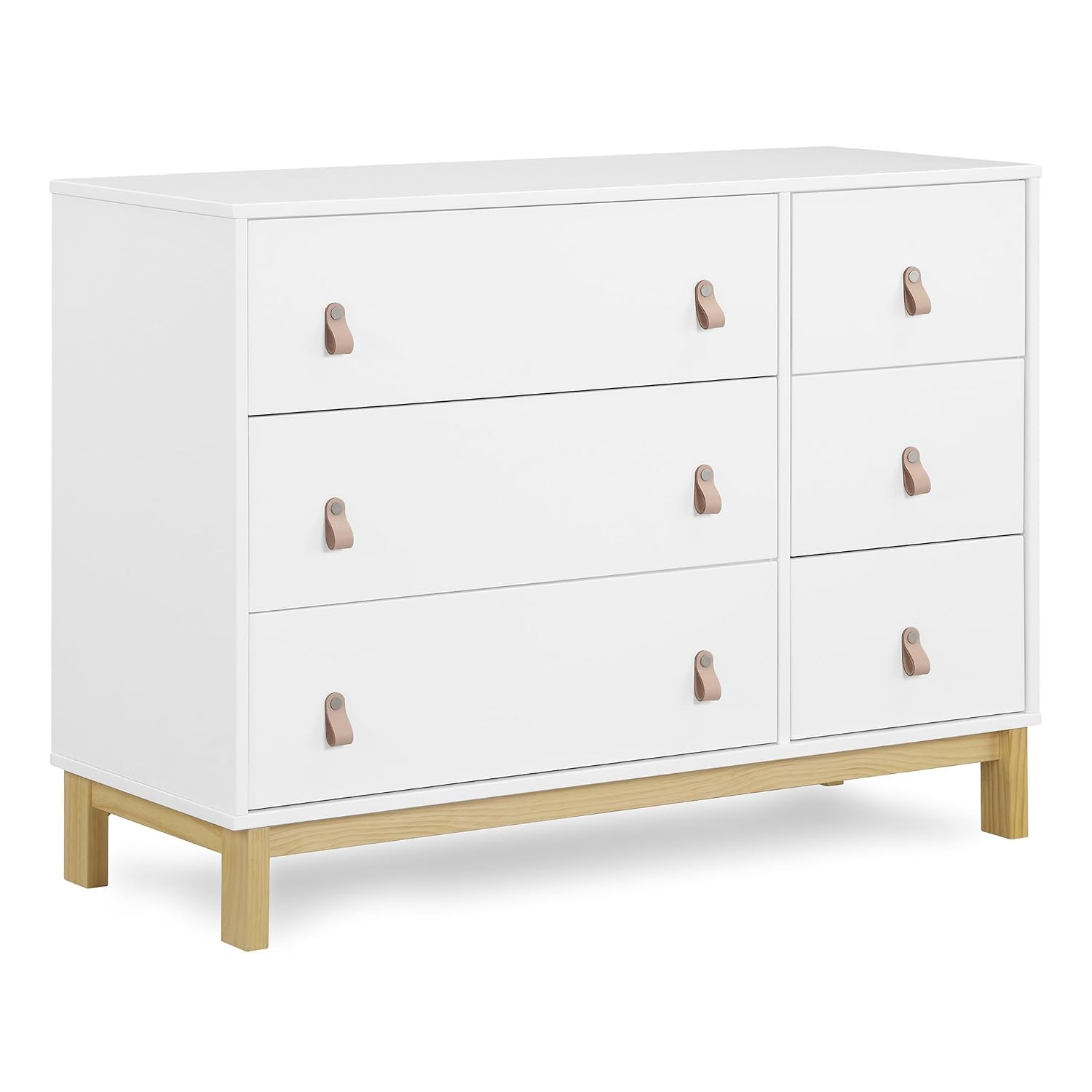 GAP babyGap Legacy 6 Drawer Dresser with Leather Pulls and Interlocking Drawers – Greenguard Gold Certified, Bianca White/Natural