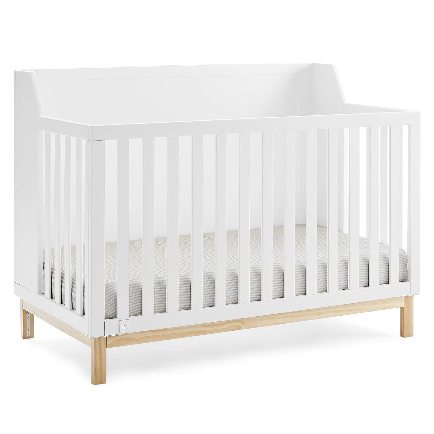 GAP babyGap Oxford 6-in-1 Convertible Crib – Greenguard Gold Certified, Bianca White/Natural