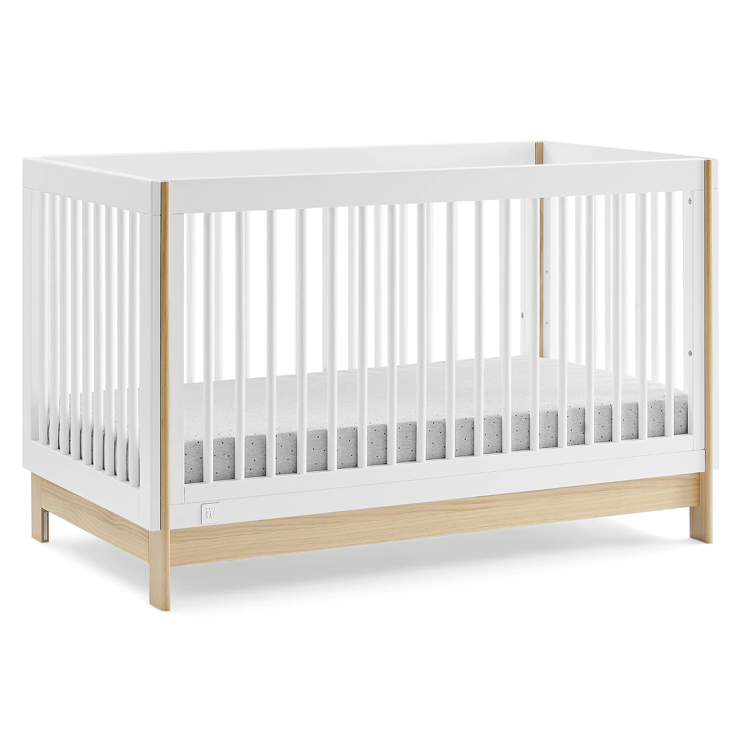 GAP babyGap Tate 4-in-1 Convertible Crib – Greenguard Gold Certified, Bianca White/Natural