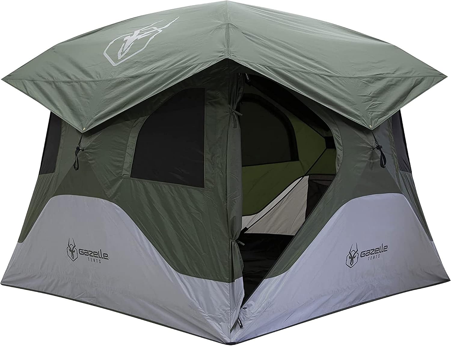 GAZELLE T4 Hub Tent 4 Person, 90-Second Setup, Waterproof & UV Resistant, Removable Floor, Storage Pockets, Alpine Green, GT400GR