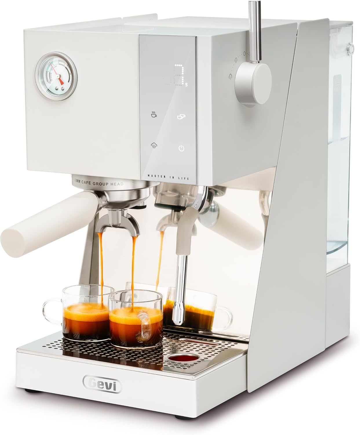 Gevi Commercial Espresso Machine 20Bar with Smart OPV Coffee Makers, Milk Frother & 58mm Portafilter, Dual Display Stainless Steel Cappuccino Maker