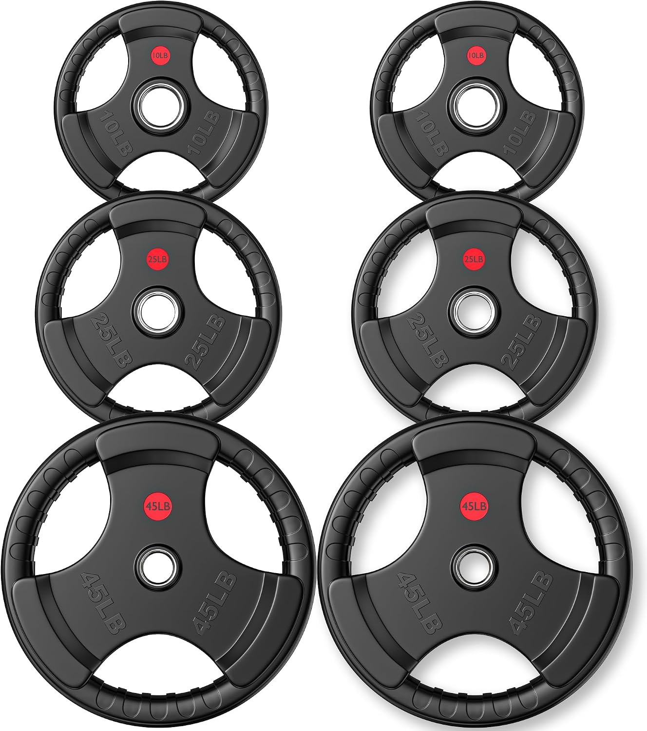 GIKPAL 160lbs Olympic Weight Plates – 2 Inch Rubber Coated Cast Iron Plates for Barbell, Strength Training & Home Gym