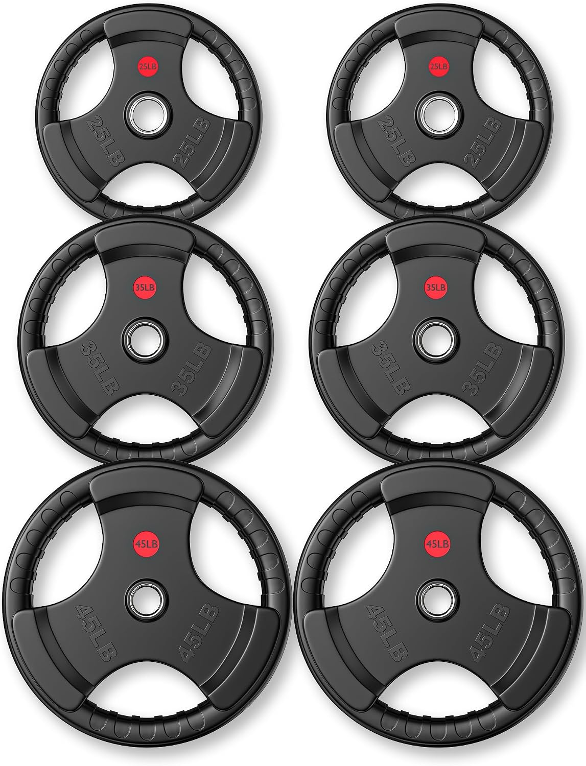 GIKPAL 210lbs Olympic Weight Plates – 2 Inch Rubber Coated Cast Iron Plates for Barbell, Strength Training & Home Gym