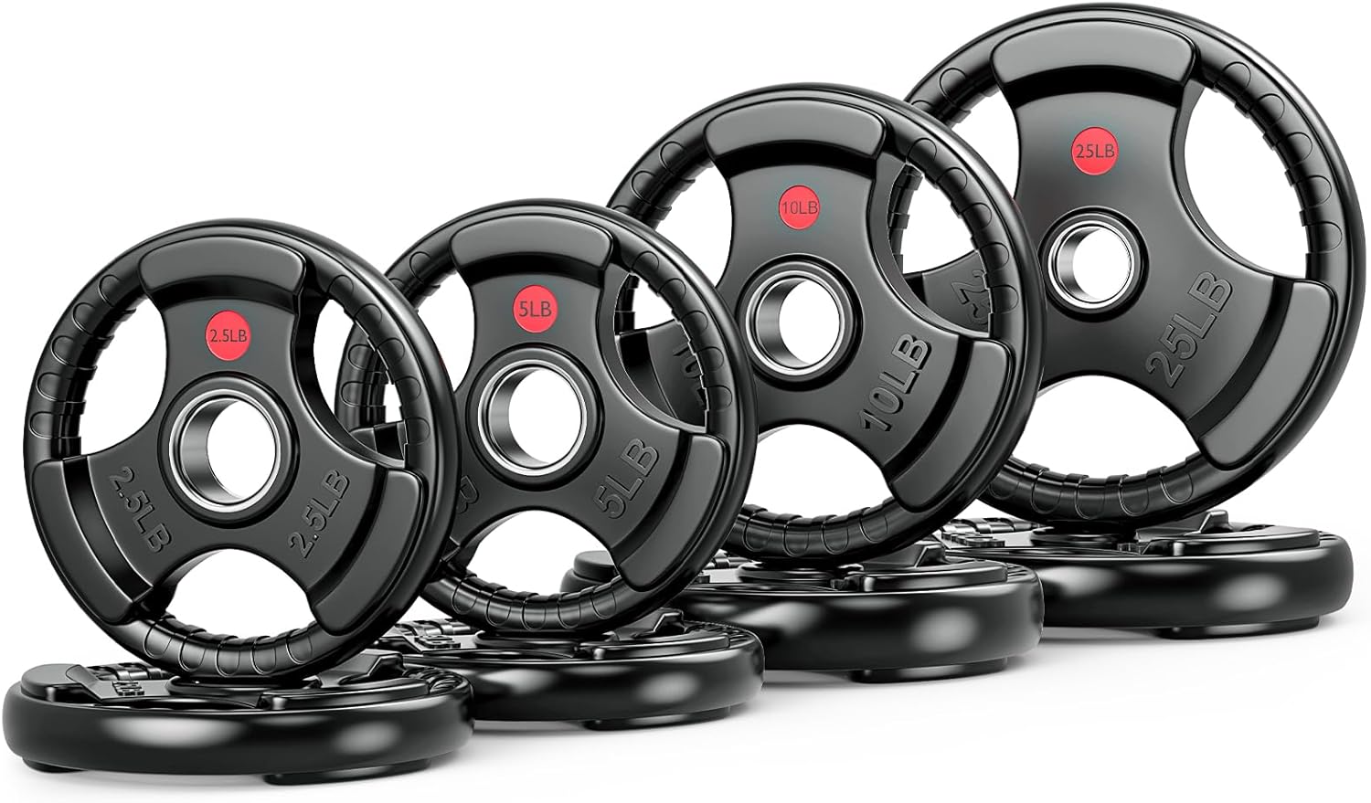 GIKPAL 85lbs Olympic Weight Plates – 2 Inch Rubber Coated Cast Iron Plates for Barbell, Strength Training & Home Gym