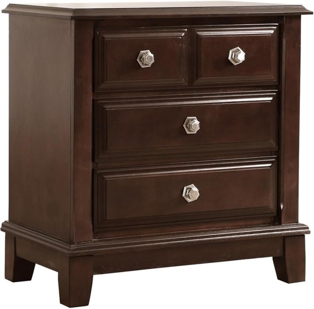 Glory Furniture Ashford 3 Drawer Nightstand in Cappuccino