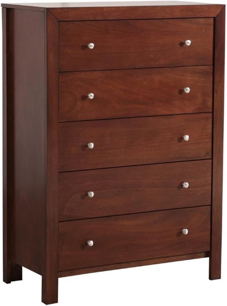 Glory Furniture Burlington 5 Drawer Chest in Cherry