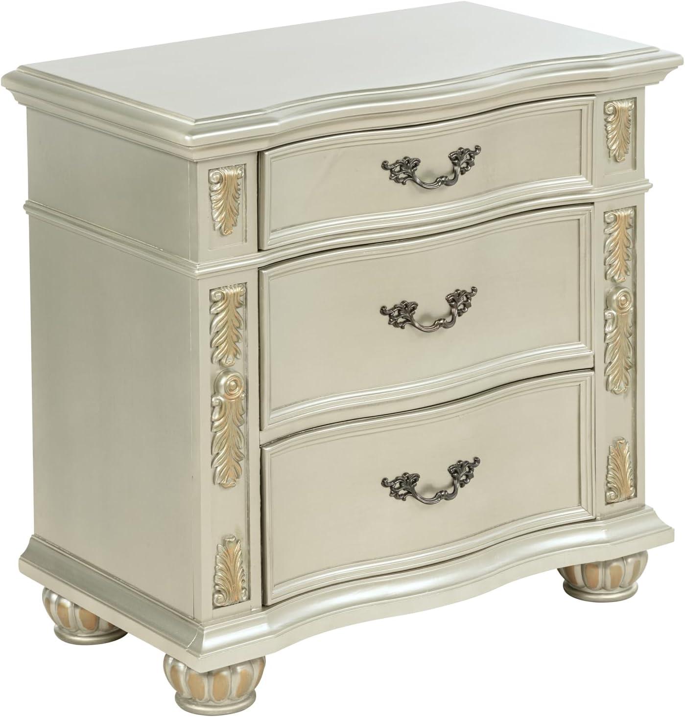 Glory Furniture Lyon G07103-N Nightstand, Silver Champagne