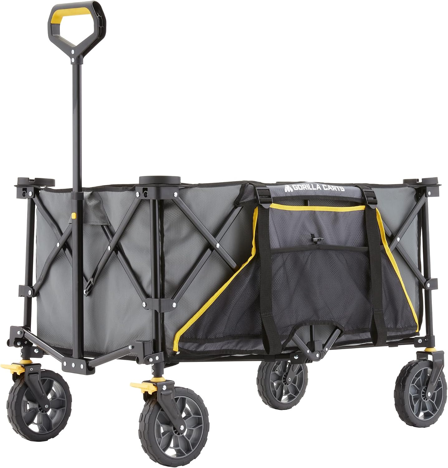 Gorilla Carts 7 Cubic Feet Foldable Utility Beach Wagon with Oversized Bed, Gray
