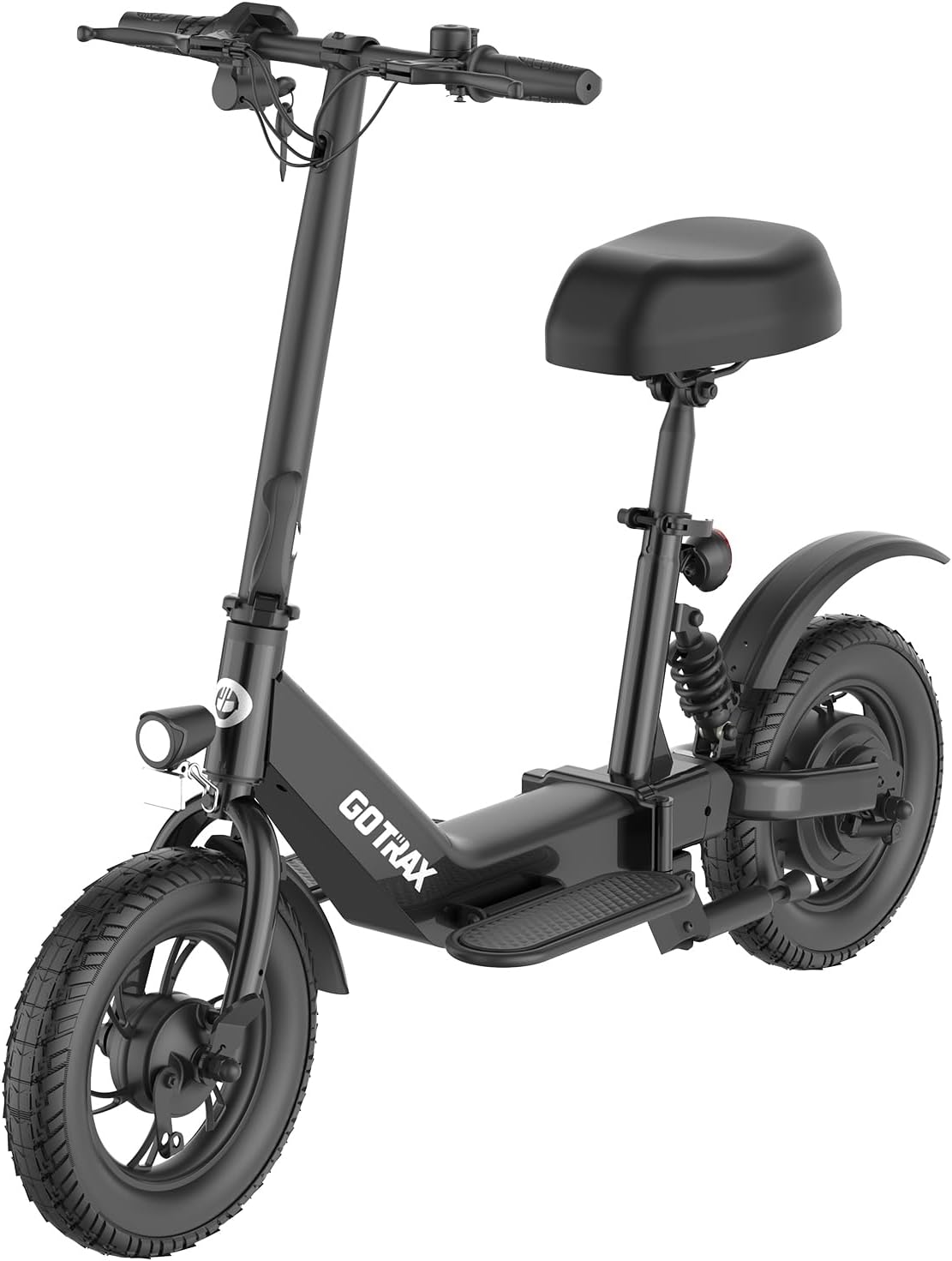 Gotrax A3 Electric Scooter with Seat – 350W, 15.5MPH, 9.5 Miles Range, 12″ Tire, Adjustable Seat, Lightweight & Foldable – Black