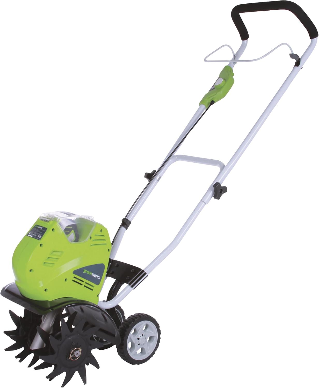 Greenworks 40V 10″ Cordless Tiller / Cultivator, 4.0Ah Battery and Charger Included, Green