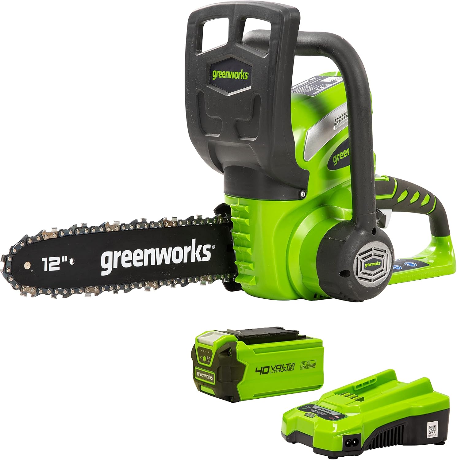 Greenworks 40V 12″ Cordless Battery Chainsaw w/ 2.0 Ah Battery & Charger – 2000219