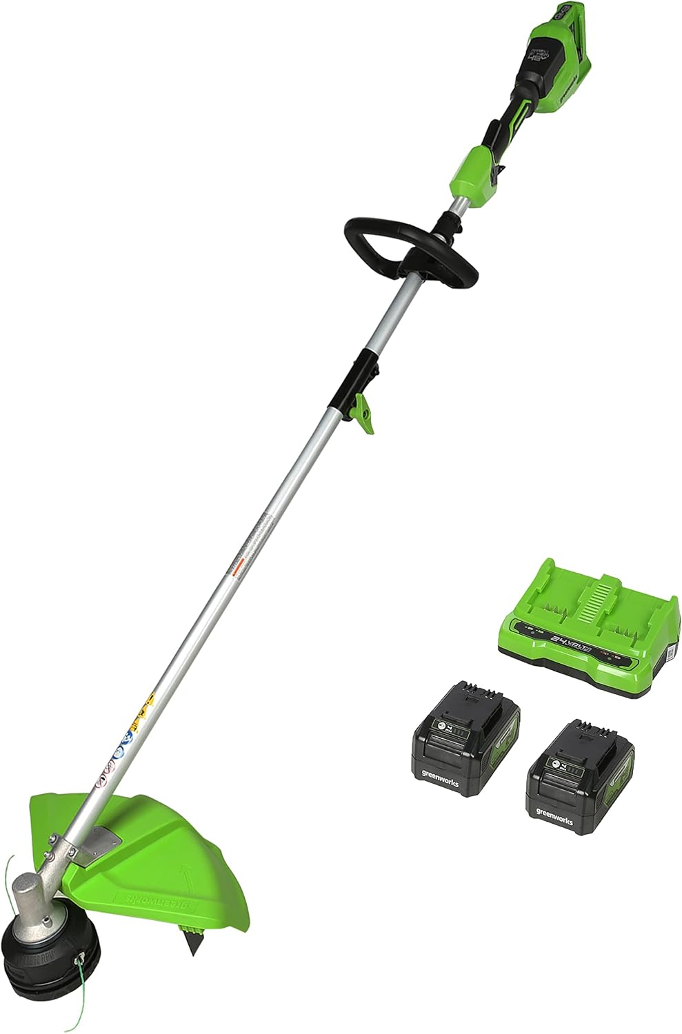Greenworks 48V (2x24V) 16″ Cordless Battery String Trimmer (Attachment Capable) w/ (2) 4.0Ah USB Batteries & Dual Port Charger – ST48L4410