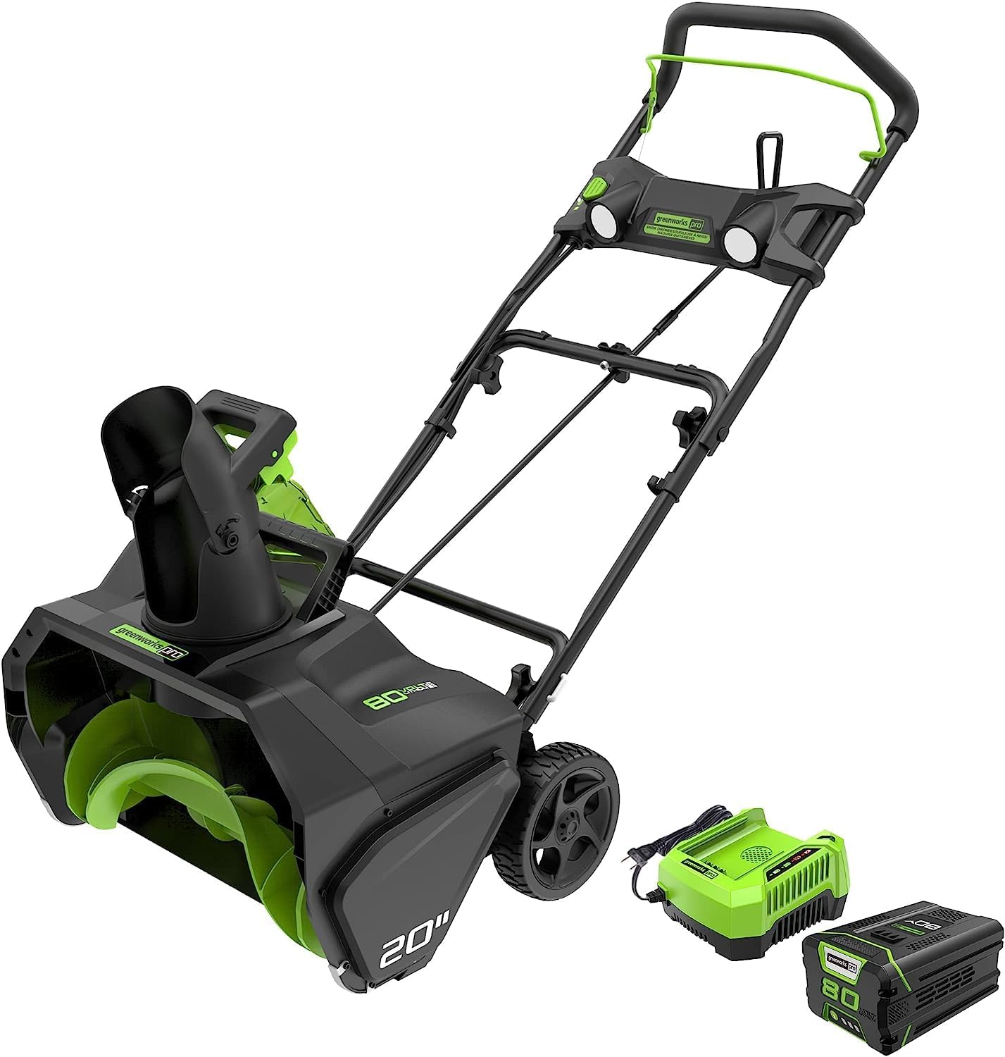 Greenworks 80V 20″ Brushless Snow Thrower, 5.0Ah Battery and Charger Included