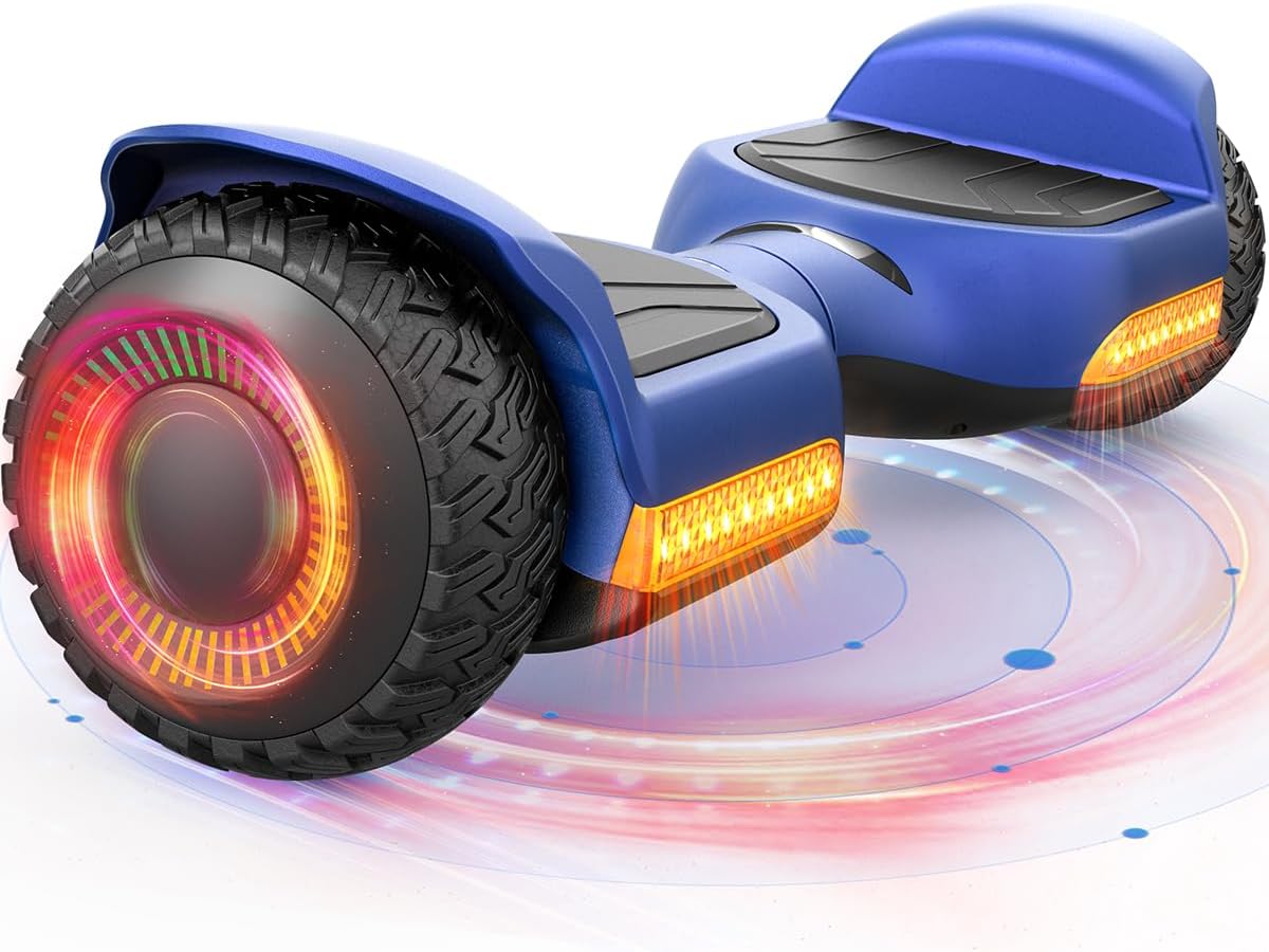 Gyroor G13 500W Off Road Hoverboard, LED Lights, Bluetooth, Self Balancing Scooter for Kids & Adults, Blue