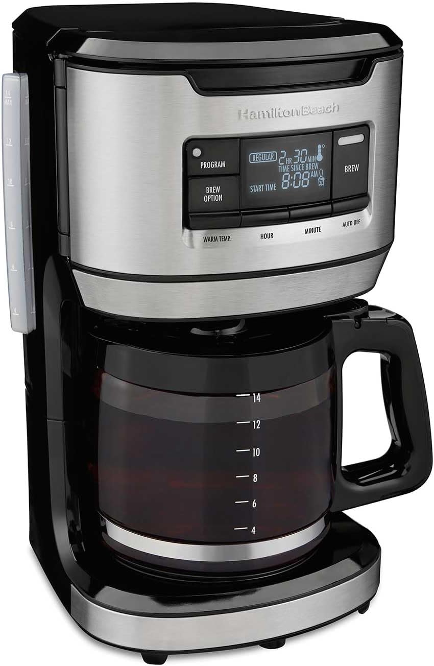 Hamilton Beach Programmable FrontFill Coffee Maker, Extra-Large 14 Cup Capacity, Black/Stainless (46390)
