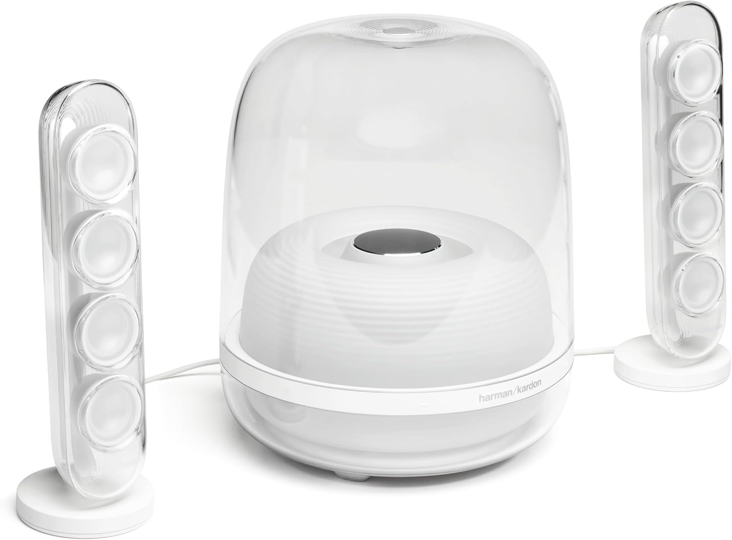 Harman Kardon HK SoundSticks 4-2.1 Bluetooth Speaker System with Deep Bass and Inspiring Industrial Design (White)