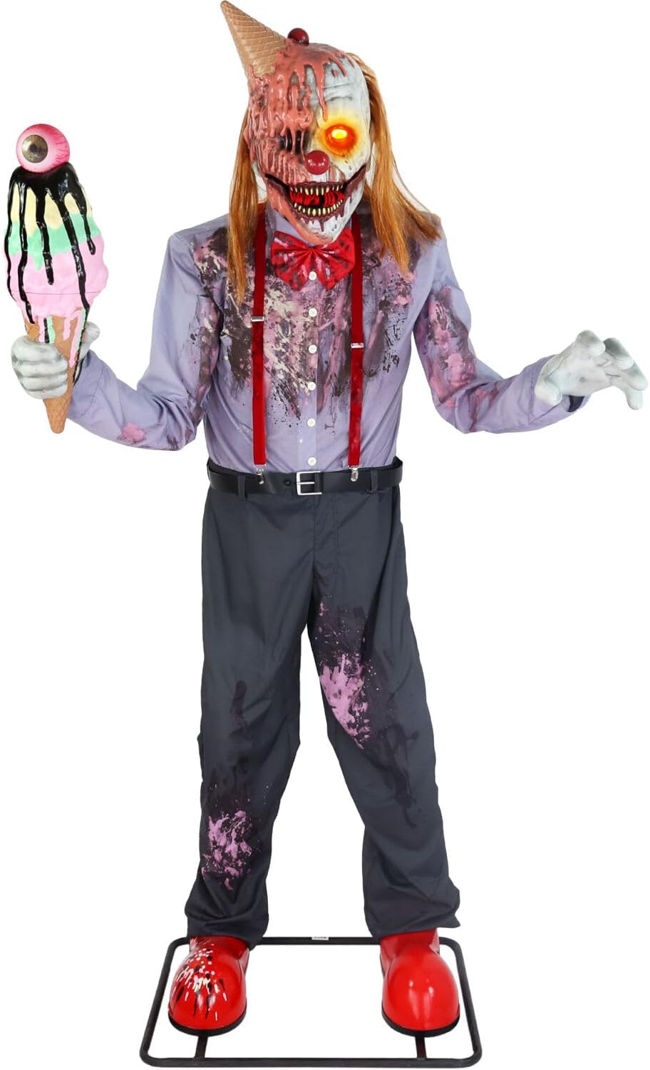 Haunted Hill Farm 6.5-Ft I Scream Clown by Tekky, Halloween Animatronic, Motion-Activated Prop