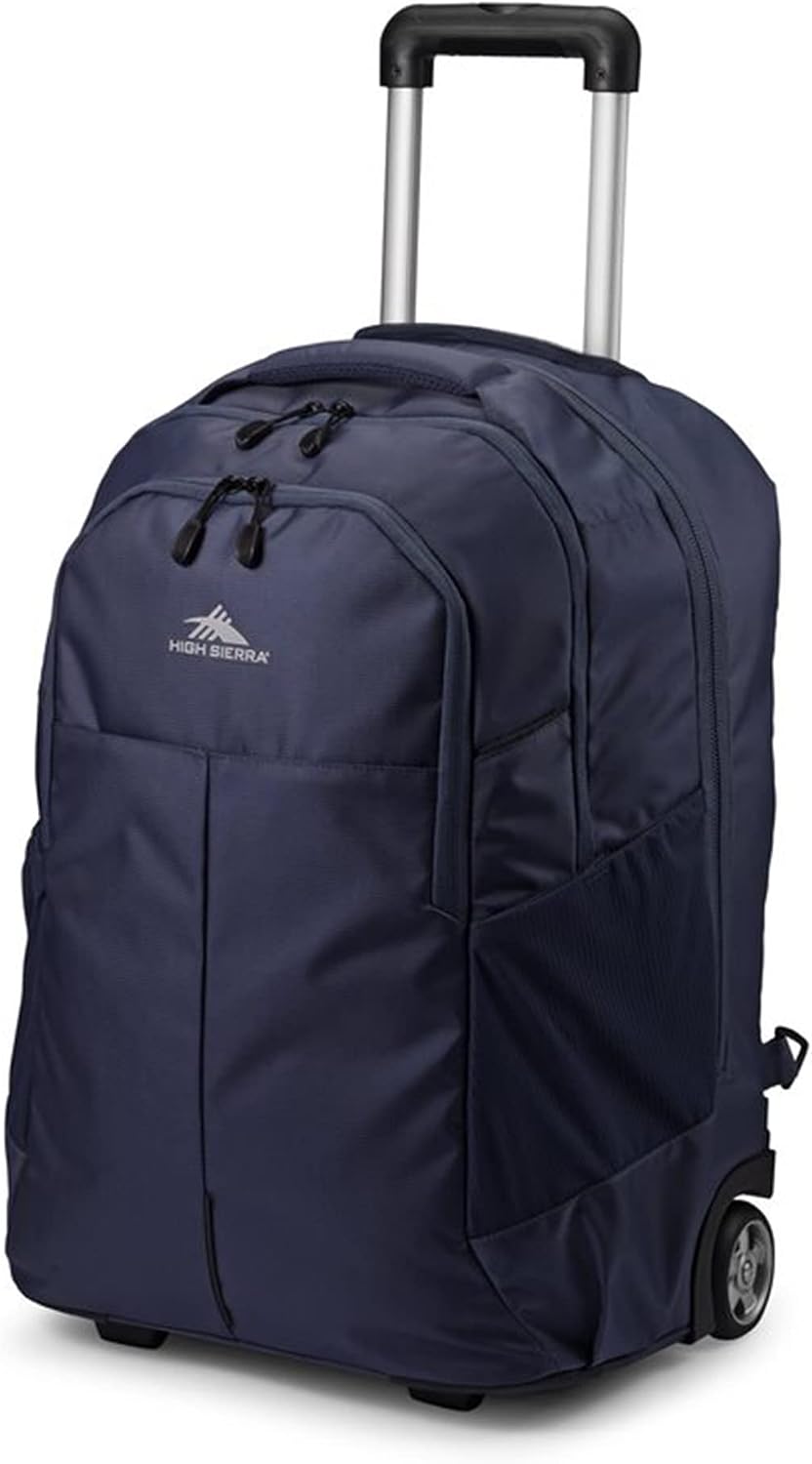 High Sierra Powerglide Pro Wheeled Backpack, Rolling Laptop Bag for Travel, Fits most 15.6” Laptops, 40L, Indigo Blue