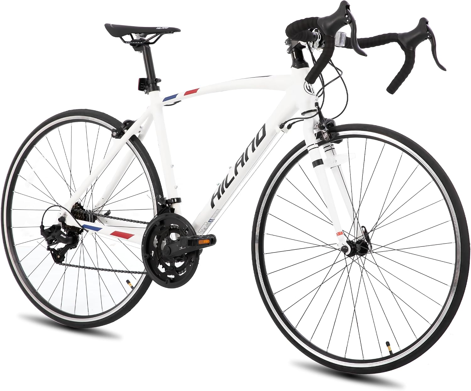 HILAND 700C Road Bike – 14 Speed Lightweight Aluminum Racing Bicycle for Men & Women, 490mm Frame, White
