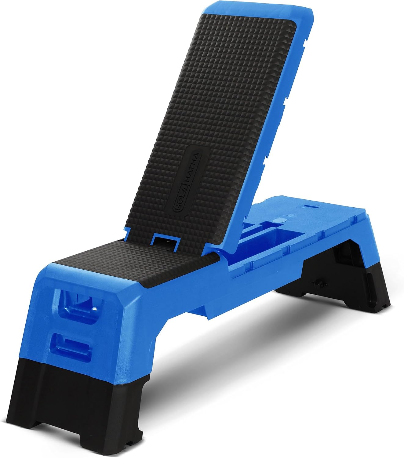 HolaHatha Multifunctional Fitness Aerobic Deck with Storage Compartment, Blue