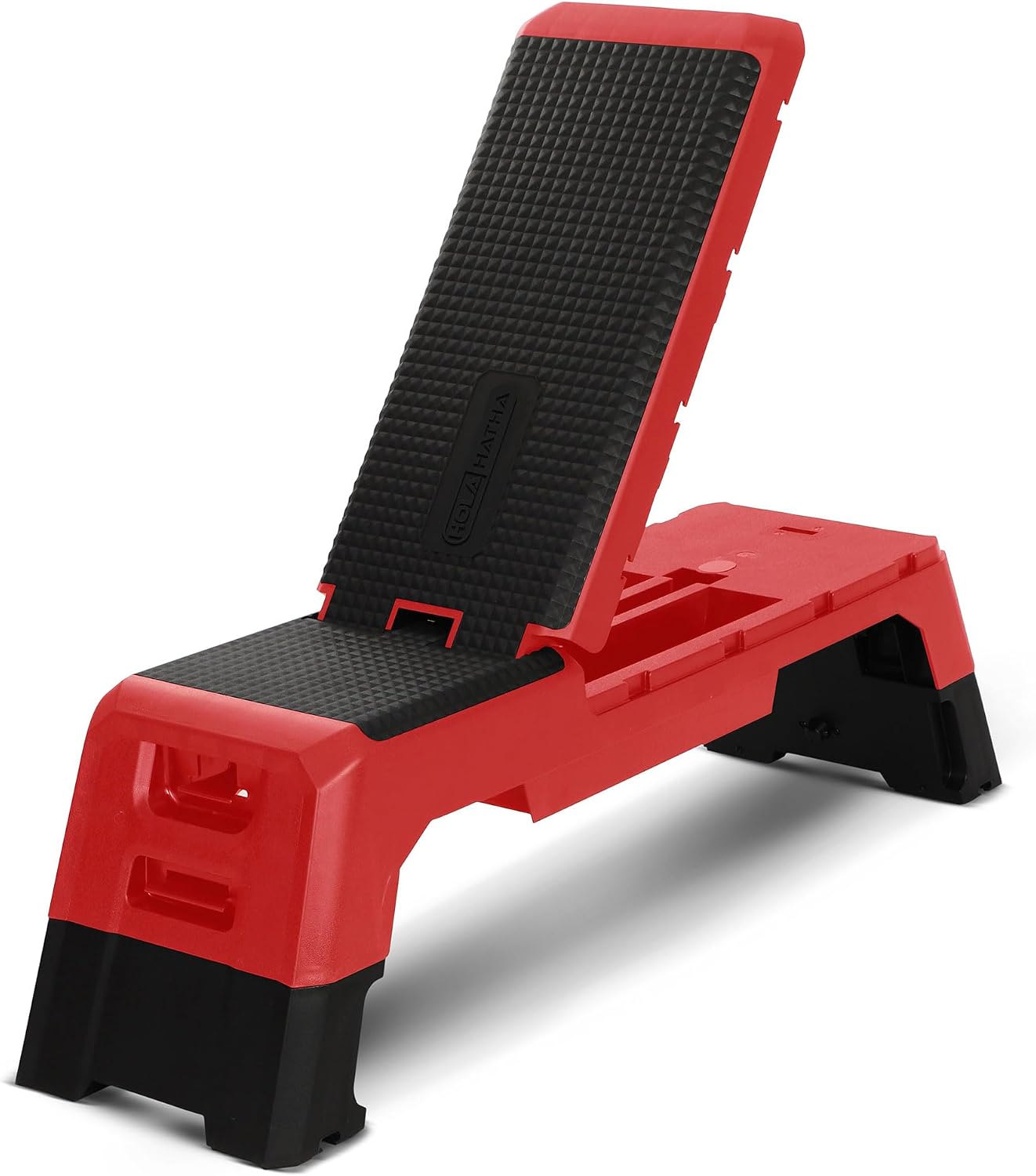 HolaHatha Multifunctional Fitness Aerobic Deck with Storage Compartment, Red