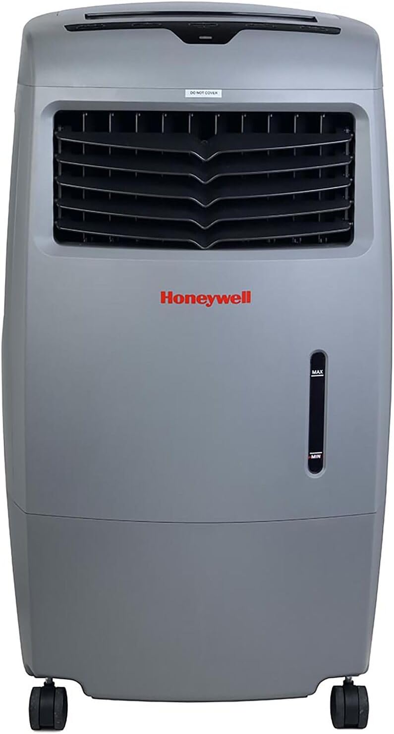 Honeywell 500 CFM Portable Evaporative Cooler – Indoor/Outdoor Swamp Cooler & Fan with Remote for Rooms up to 300 Sq.Ft, Gray