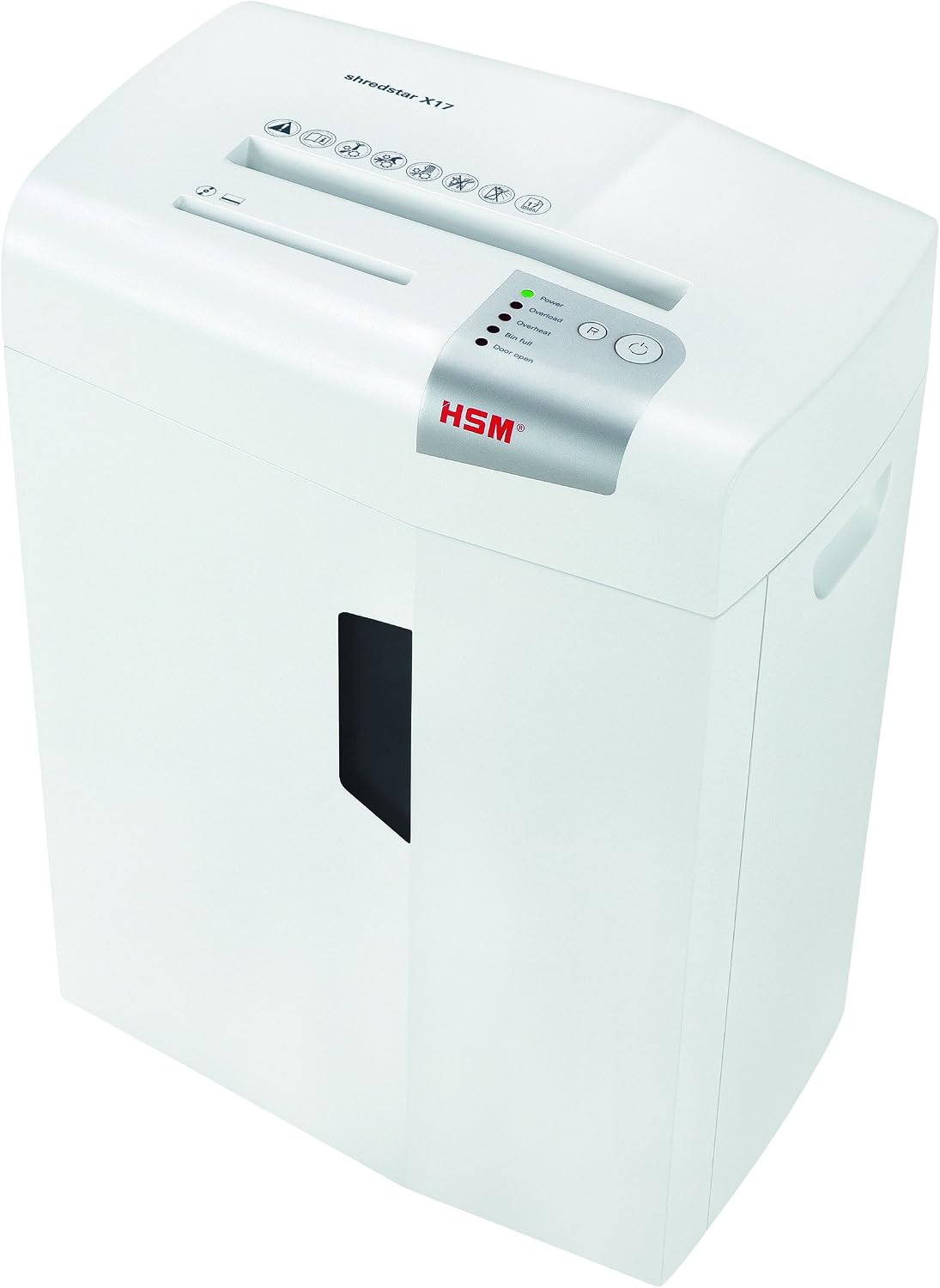 HSM shredstar X17, 17-Sheet Cross-Cut Paper/CD/Card Shredder, P-4 Security Level, 6.9 Gallon, White
