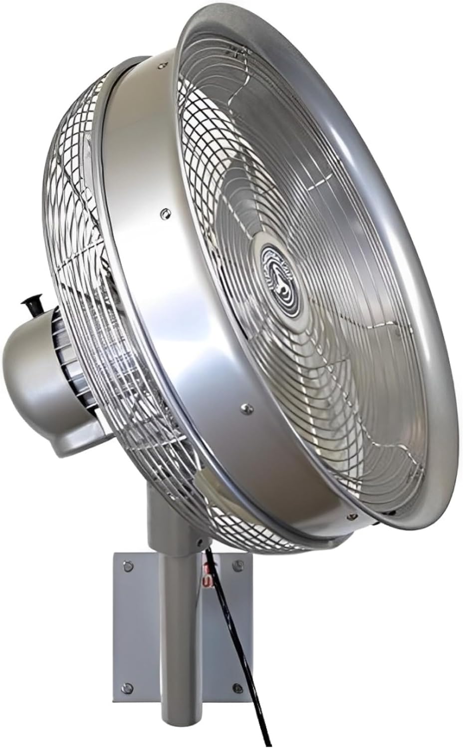 HydroMist 18” Wall-Mounted Outdoor Fan, Oscillating, 3-Speed, Durable Resin Blades, Mounting Bracket & Cover – Metallic Silver