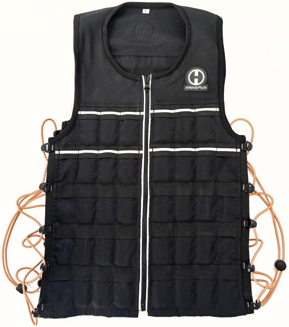 Hyperwear Hyper Vest ELITE – Adjustable Weighted Vest with Thin Steel Weights, Stretch Fabric & Zipper for Fitness, Large 10 Pounds
