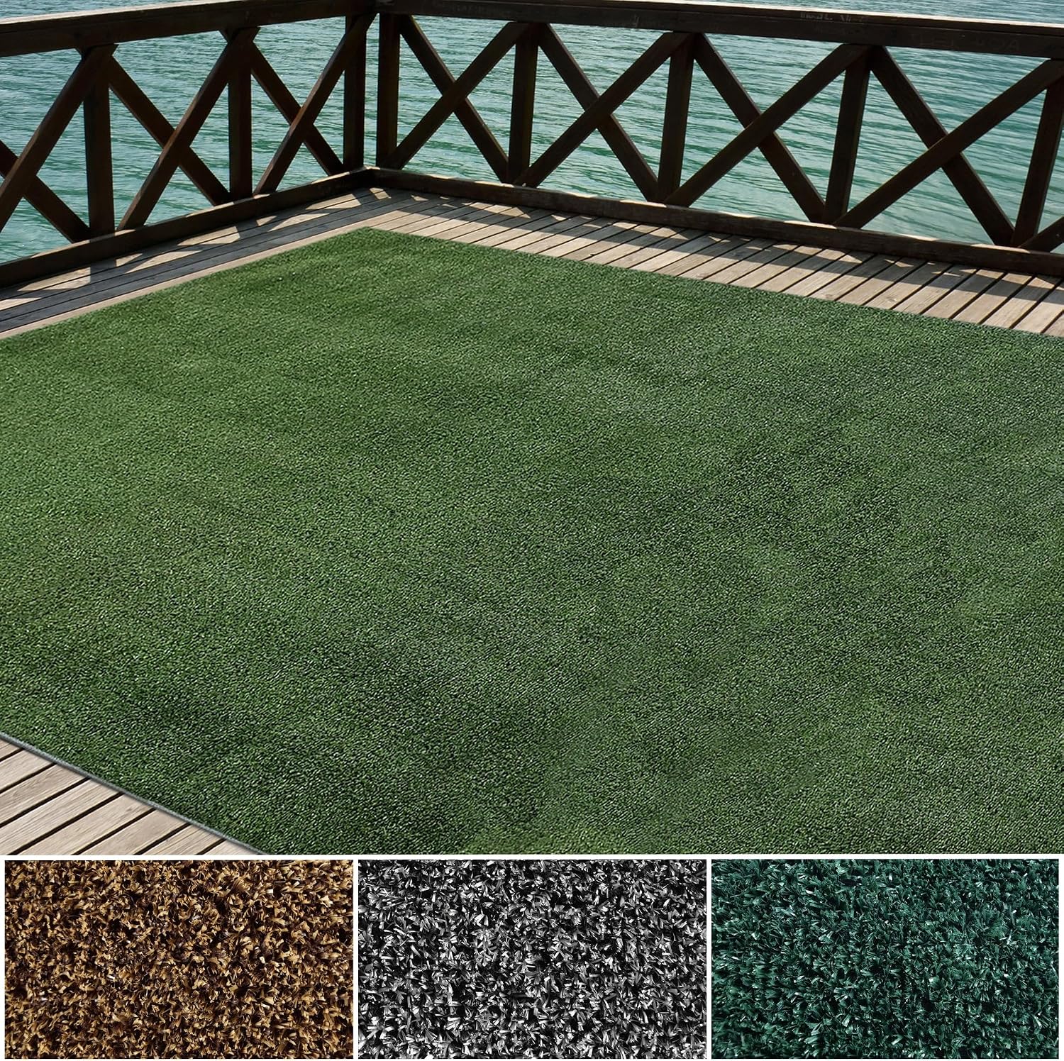 iCustomRug Indoor Outdoor Turf Carpet 12×22 Lawn Green – Synthetic Artificial Grass Rug for Deck, Patio, Yard, Boat, Camping