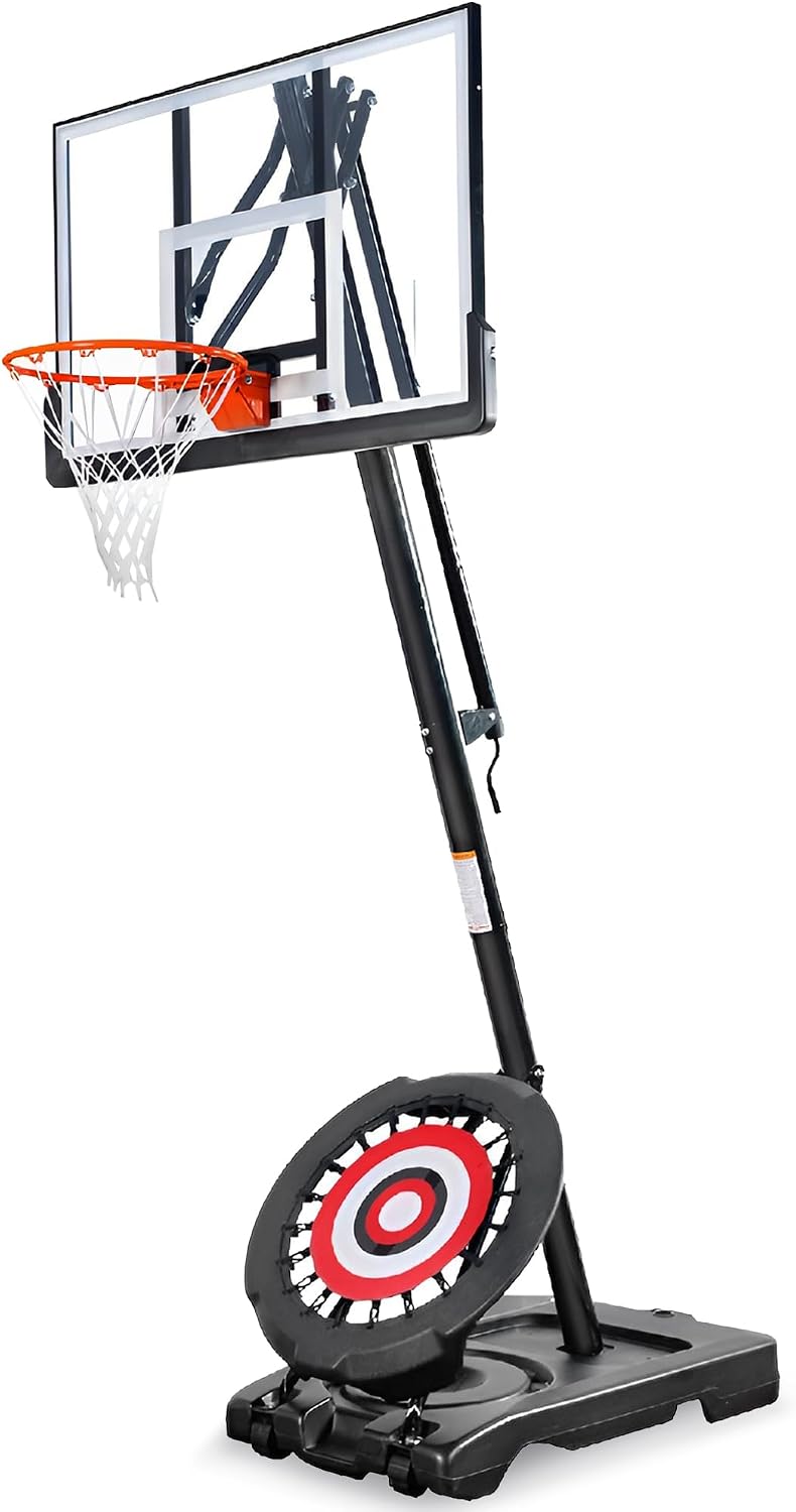 IE Sports Portable Basketball Hoop, Adjustable Height, 44″ Backboard & Rebounder