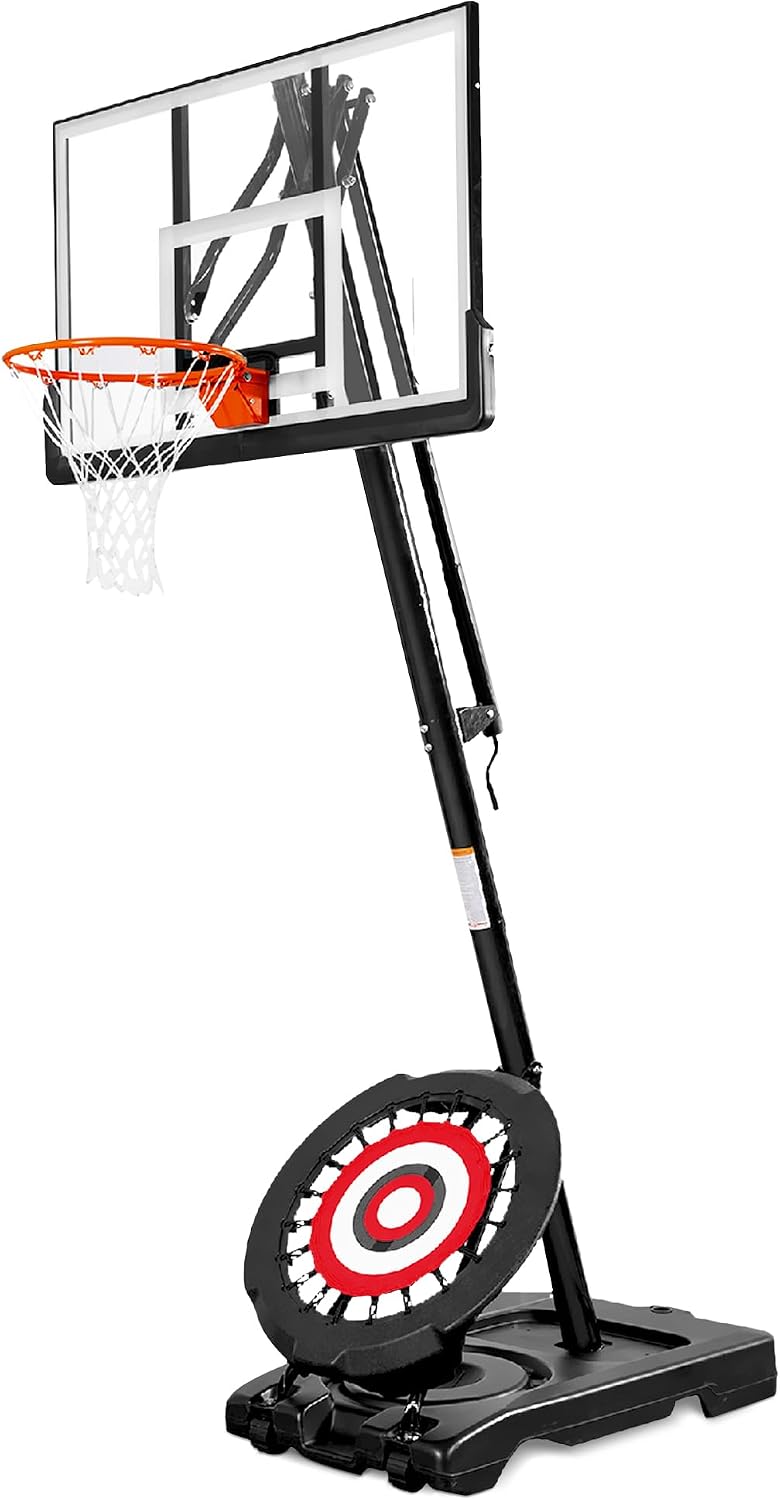 IE Sports Portable Basketball Hoop, Adjustable Height, 50″ Backboard & Rebounder