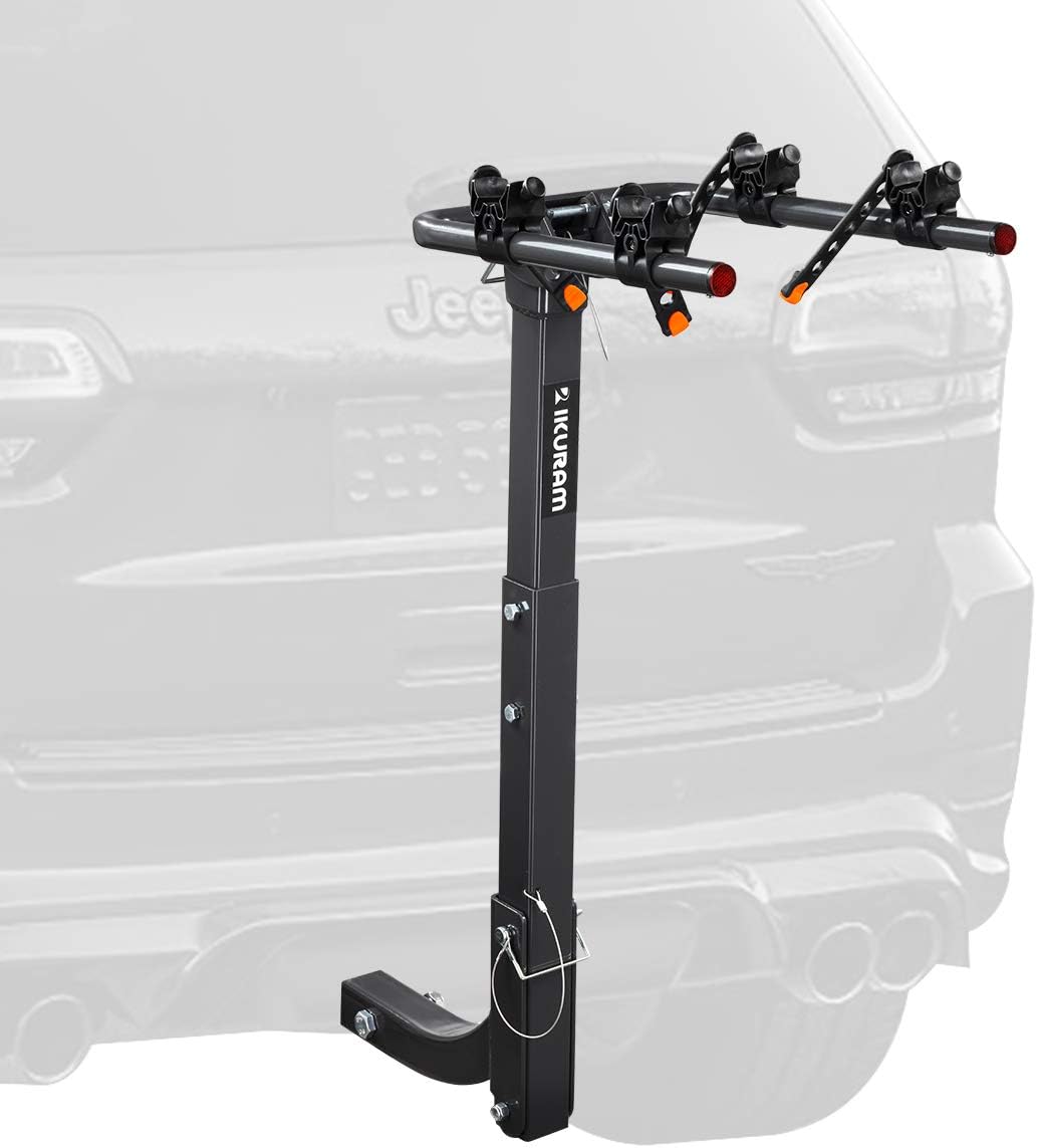 IKURAM R 2 Bike Rack Bicycle Carrier Racks Hitch Mount Double Foldable Rack for Cars, Trucks, SUV’s and minivans with a 2″ Hitch Receiver