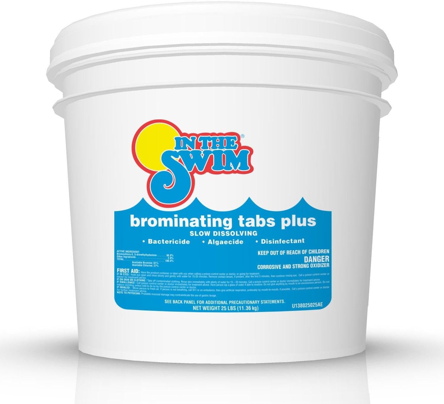 In The Swim 1 Inch Bromine Plus Tablet Sanitizer for Spas, Hot Tubs, or Swimming Pools – Pre-Stabilized, Low Odor, Chlorine Alternative – 25 Pounds