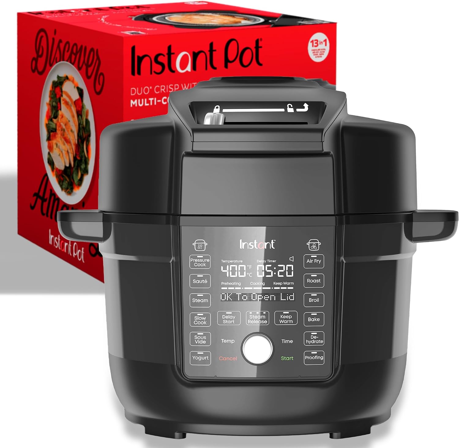 Instant Pot Duo Crisp Ultimate Lid, 13-in-1 Air Fryer and Pressure Cooker 6.5 Quart, Black