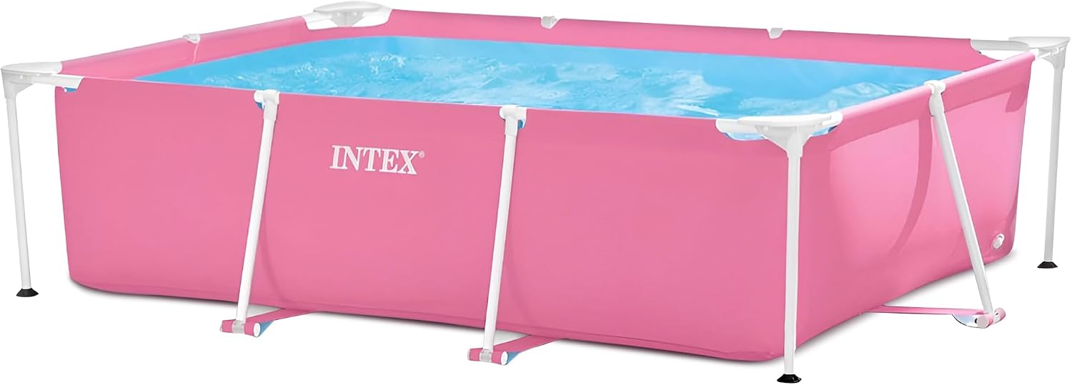 Intex 28266EH 7’L x 5’W x 23-5/8″H Rectangular Metal Frame Above Ground Outdoor Backyard Swimming Pool, 439 Gallons of Water, Pink