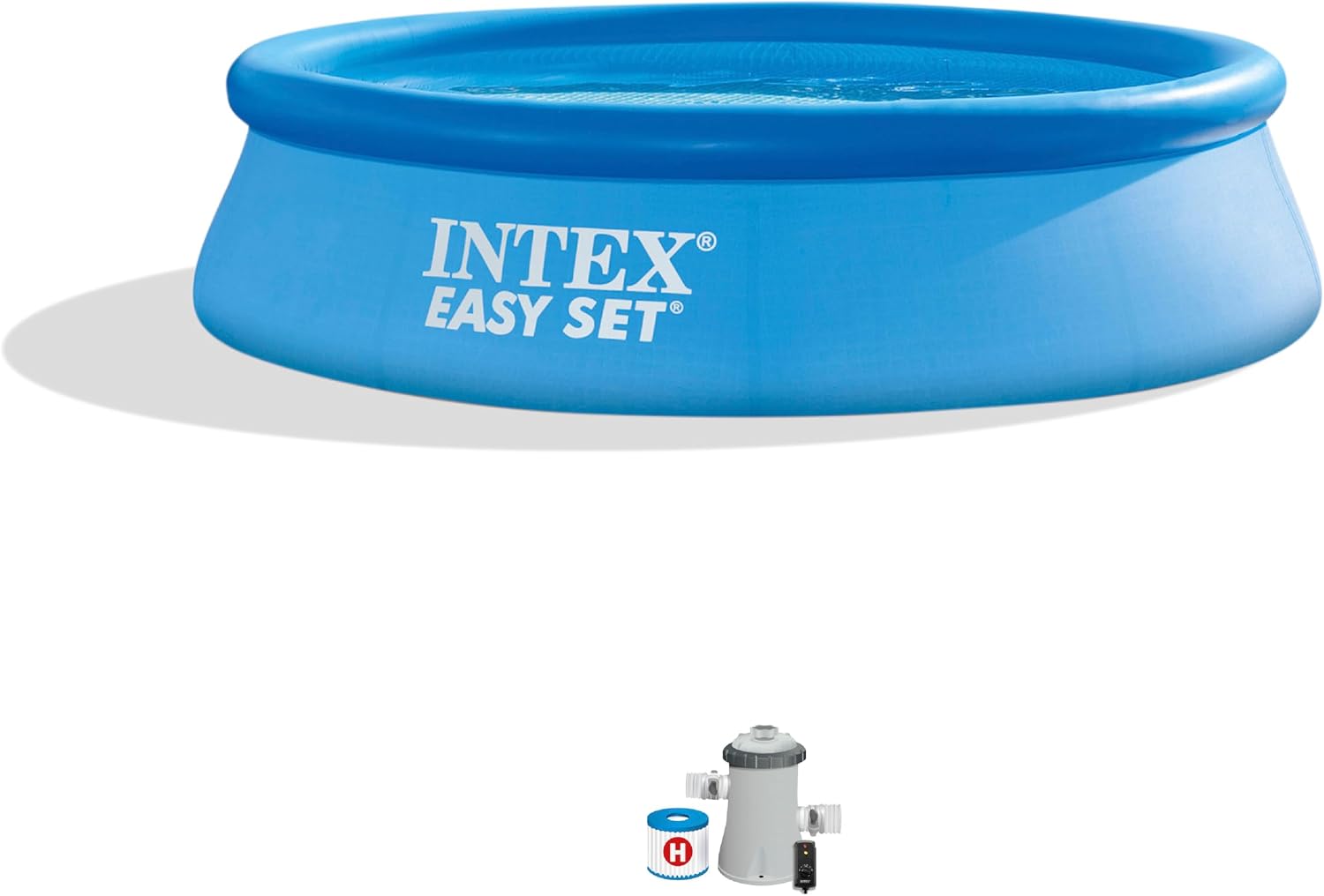 INTEX Easy Set 10ft x 30in Inflatable Pool – 28121EH, Includes 330 GPH Pump, 1018 Gal, 23in Water Depth, Durable PVC Build